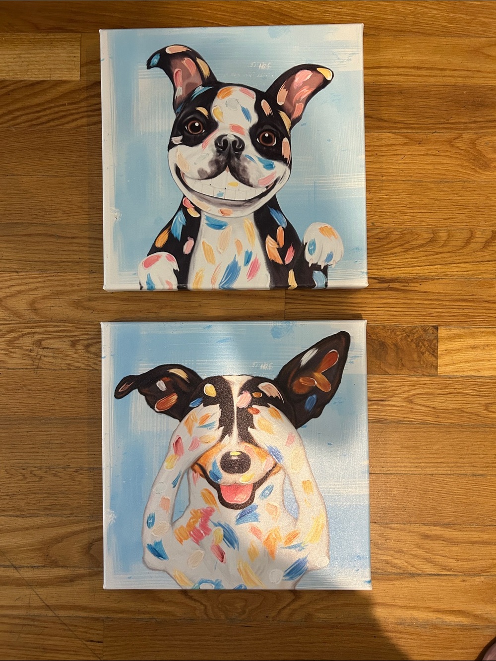 Playful Multicolor Dog Canvas Print (Blue)